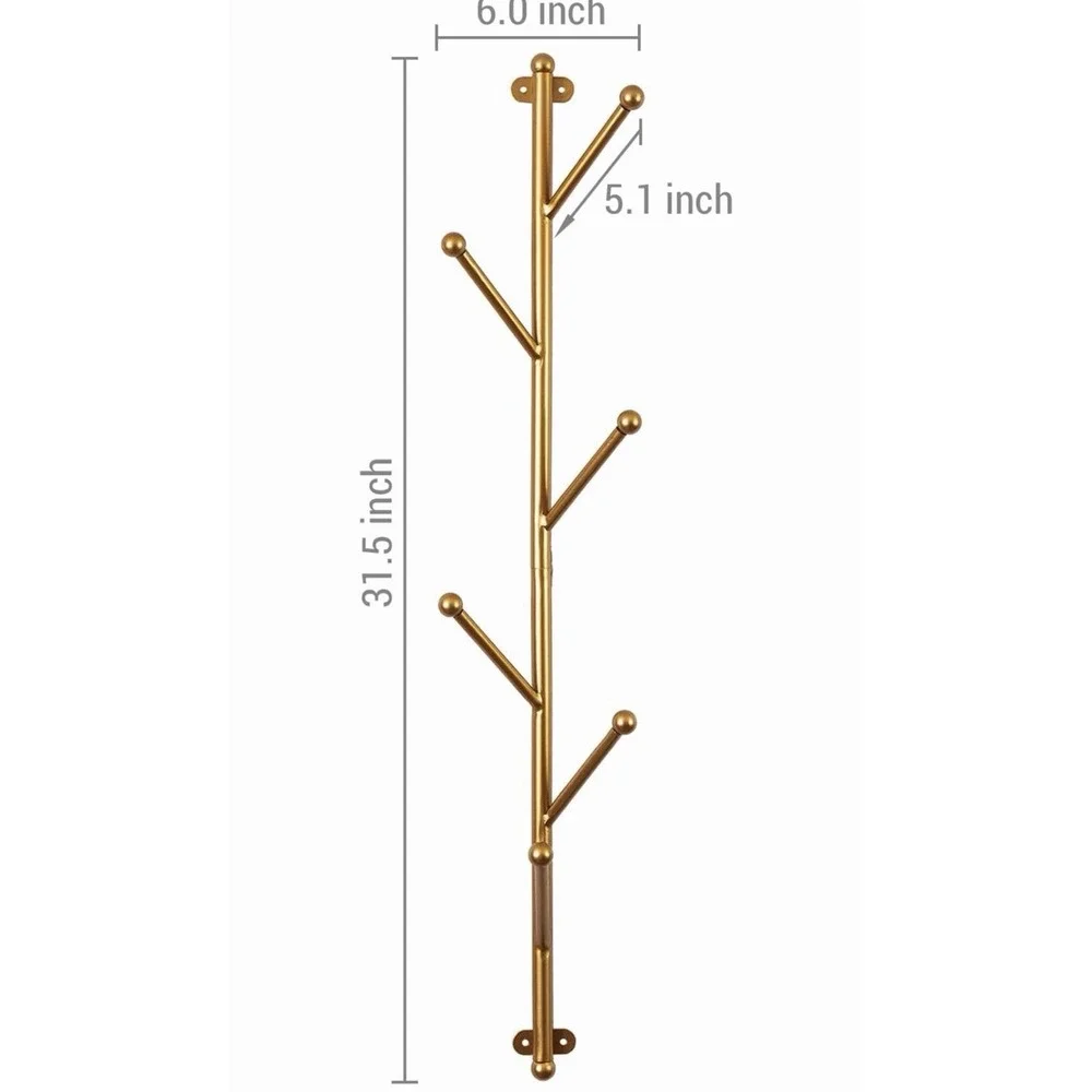 2.5-Foot Gold Metal‎ Tree Branch Style Vertical Hat/Coat Hanging Rack, Coat Rack